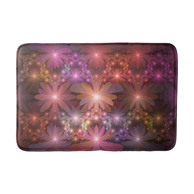 Bed Of Flowers Colourful Shiny Abstract Fractal Ar Bath Mat (Front)