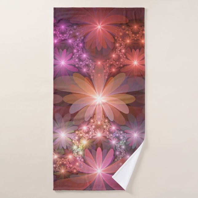 Bed Of Flowers Colourful Shiny Abstract Fractal Ar Bath Towel (Bath Towel)