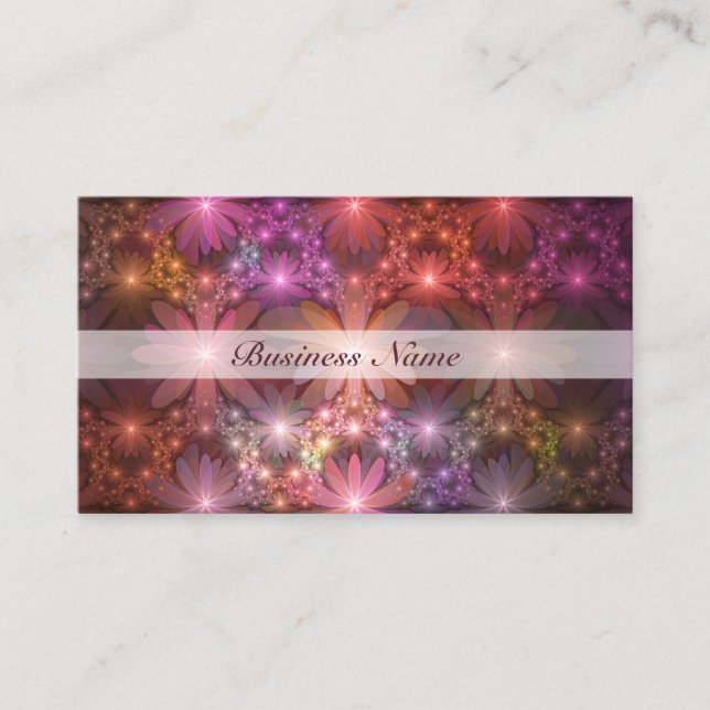 Bed Of Flowers Colourful Shiny Abstract Fractal Ar Business Card (Front)