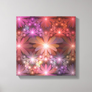 Bed Of Flowers Colourful Shiny Abstract Fractal Ar Canvas Print