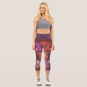 Bed Of Flowers Colourful Shiny Abstract Fractal Ar Capri Leggings