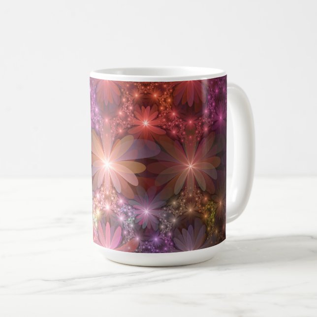 Bed Of Flowers Colourful Shiny Abstract Fractal Ar Coffee Mug (Front Right)