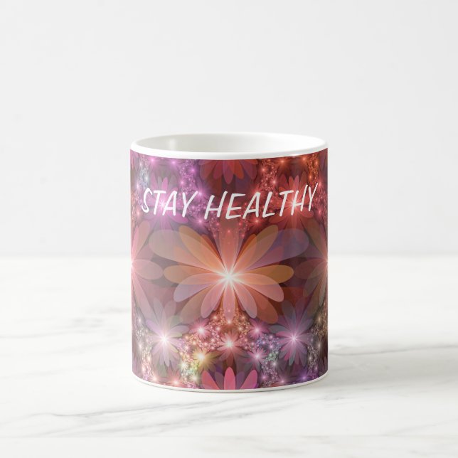 Bed Of Flowers Colourful Shiny Abstract Fractal Ar Coffee Mug (Center)