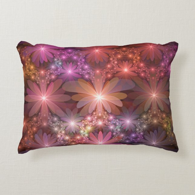 Bed Of Flowers Colourful Shiny Abstract Fractal Ar Decorative Cushion (Front)