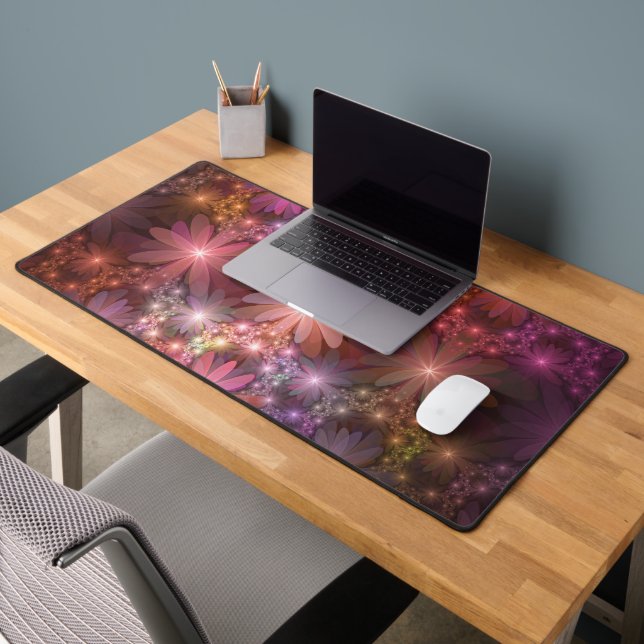 Bed Of Flowers Colourful Shiny Abstract Fractal Ar Desk Mat (Office 2)