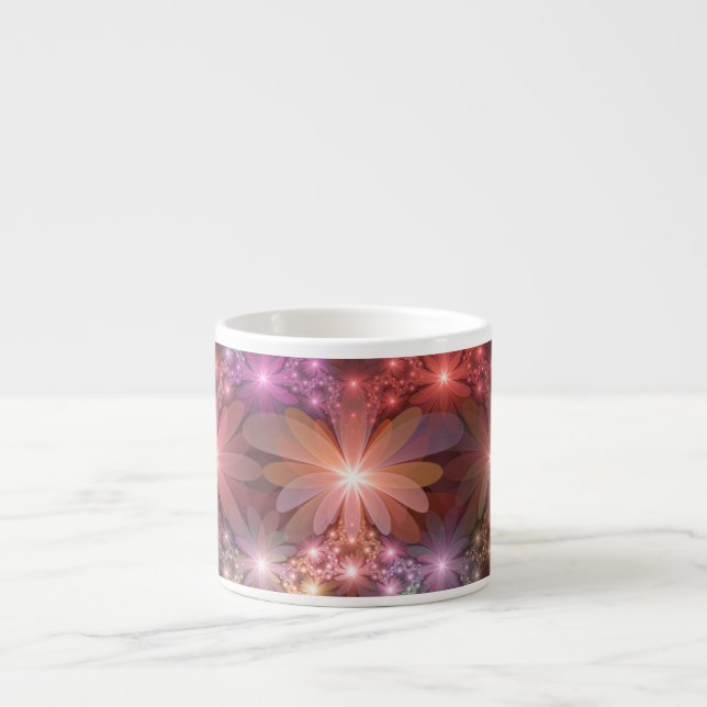 Bed Of Flowers Colourful Shiny Abstract Fractal Ar Espresso Cup (Front)