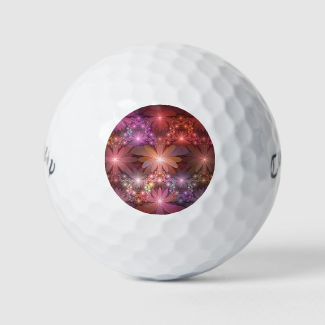 Bed Of Flowers Colourful Shiny Abstract Fractal Ar Golf Balls (Front)