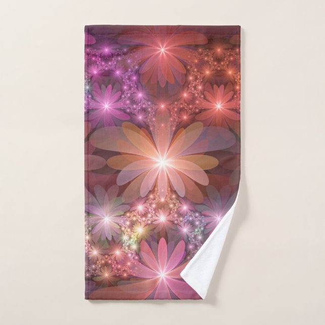 Bed Of Flowers Colourful Shiny Abstract Fractal Ar Hand Towel (Hand Towel)