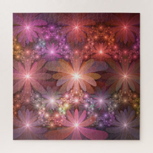 Bed Of Flowers Colourful Shiny Abstract Fractal Ar Jigsaw Puzzle