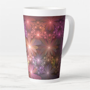 Bed Of Flowers Colourful Shiny Abstract Fractal Ar Latte Mug