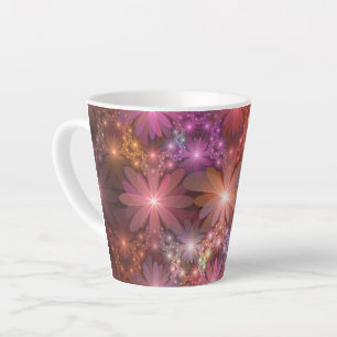 Bed Of Flowers Colourful Shiny Abstract Fractal Ar Latte Mug