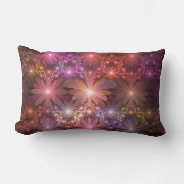 Bed Of Flowers Colourful Shiny Abstract Fractal Ar Lumbar Cushion (Front)
