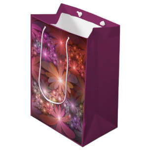 Bed Of Flowers Colourful Shiny Abstract Fractal Ar Medium Gift Bag