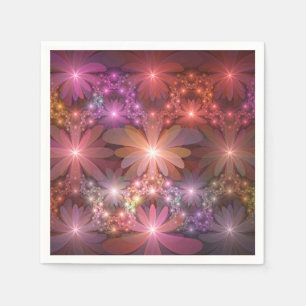Bed Of Flowers Colourful Shiny Abstract Fractal Ar Napkin