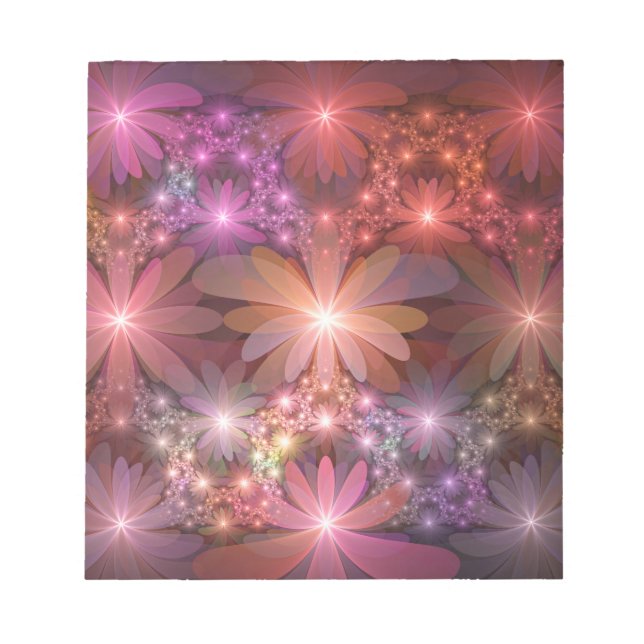 Bed Of Flowers Colourful Shiny Abstract Fractal Ar Notepad (Front)