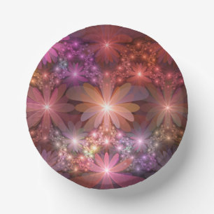 Bed Of Flowers Colourful Shiny Abstract Fractal Ar Paper Plate