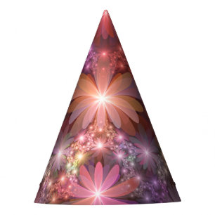 Bed Of Flowers Colourful Shiny Abstract Fractal Ar Party Hat