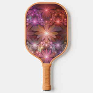Bed Of Flowers Colourful Shiny Abstract Fractal Ar Pickleball Paddle