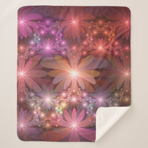 Bed Of Flowers Colourful Shiny Abstract Fractal Ar Sherpa Blanket