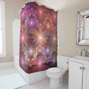 Bed Of Flowers Colourful Shiny Abstract Fractal Ar Shower Curtain