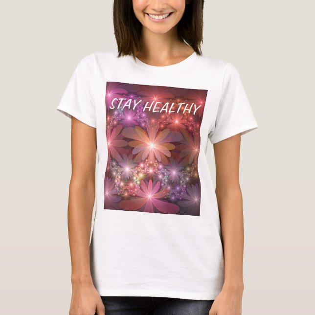 Bed Of Flowers Colourful Shiny Abstract Fractal Ar T-Shirt (Front)