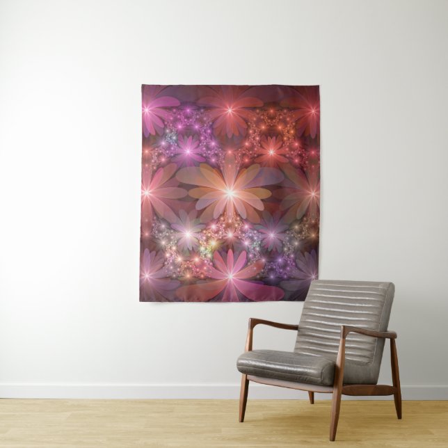 Bed Of Flowers Colourful Shiny Abstract Fractal Ar Tapestry (In Situ)