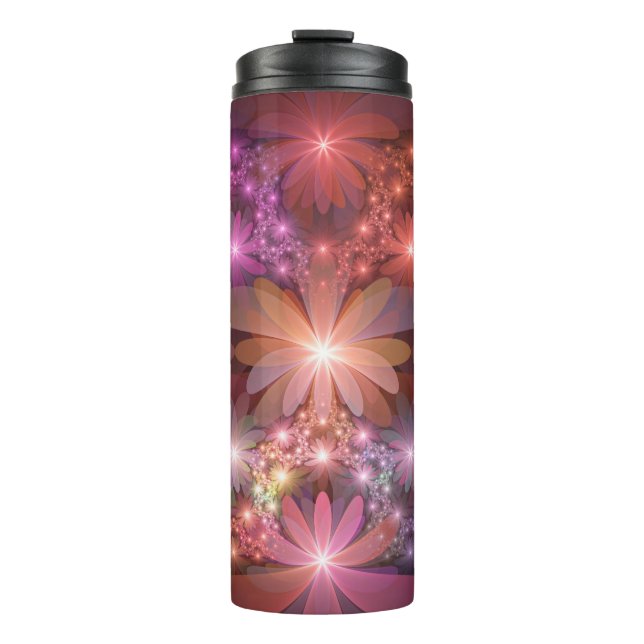 Bed Of Flowers Colourful Shiny Abstract Fractal Ar Thermal Tumbler (Front)