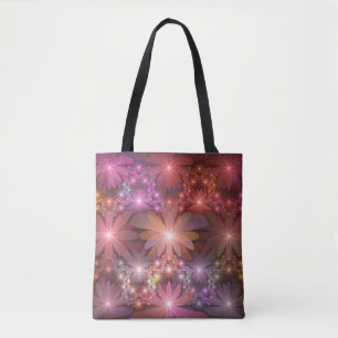 Bed Of Flowers Colourful Shiny Abstract Fractal Ar Tote Bag