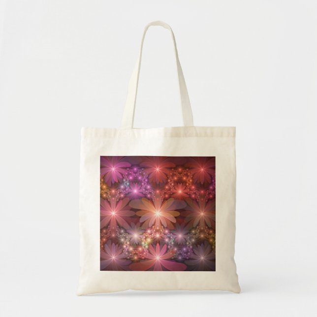 Bed Of Flowers Colourful Shiny Abstract Fractal Ar Tote Bag (Front)