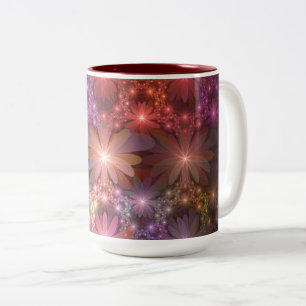 Bed Of Flowers Colourful Shiny Abstract Fractal Ar Two-Tone Coffee Mug