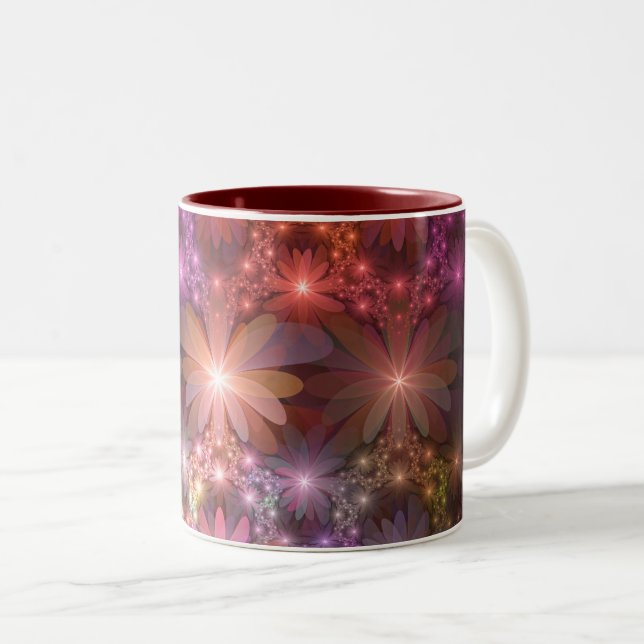 Bed Of Flowers Colourful Shiny Abstract Fractal Ar Two-Tone Coffee Mug (Front Right)