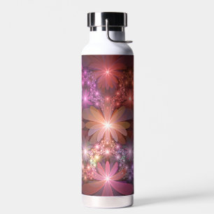 Bed Of Flowers Colourful Shiny Abstract Fractal Ar Water Bottle