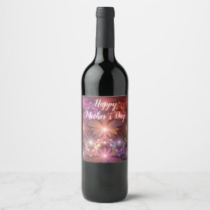 Bed Of Flowers Colourful Shiny Abstract Fractal Ar Wine Label