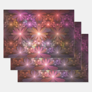 Bed Of Flowers Colourful Shiny Abstract Fractal Ar Wrapping Paper Sheet