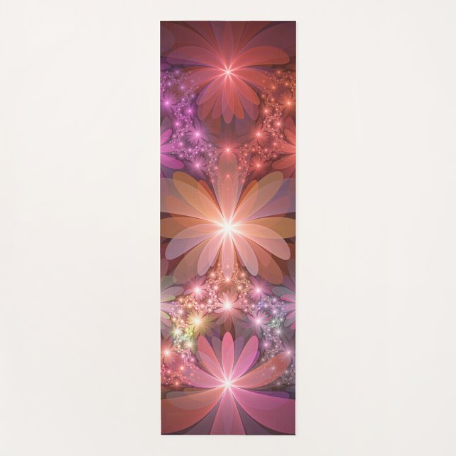 Bed Of Flowers Colourful Shiny Abstract Fractal Ar Yoga Mat (Front)