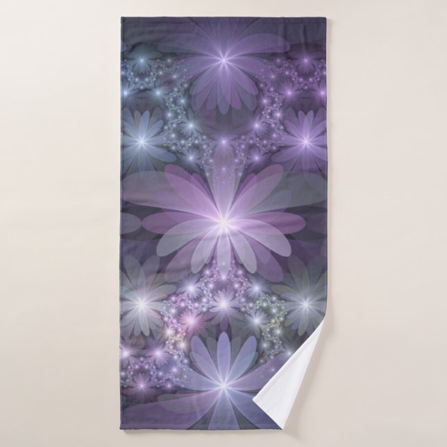 Bed of Flowers Trendy Shiny Abstract Fractal Art Bath Towel (Bath Towel)