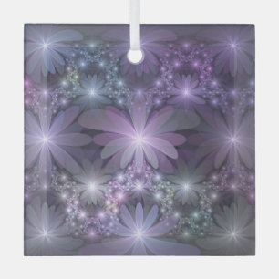 Bed of Flowers Trendy Shiny Abstract Fractal Art Glass Tree Decoration