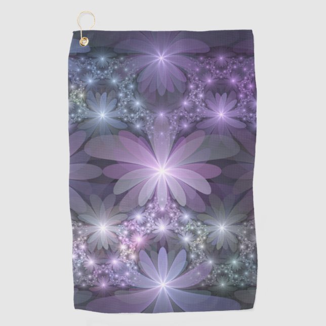 Bed of Flowers Trendy Shiny Abstract Fractal Art Golf Towel (Front)