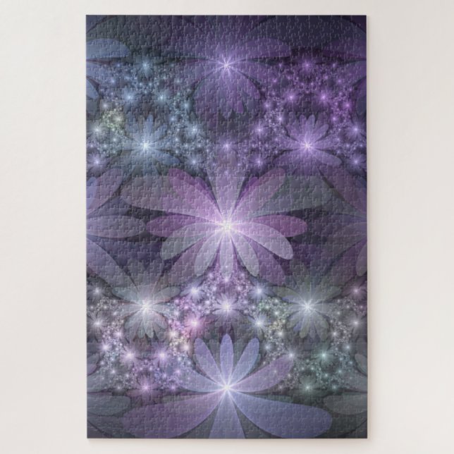 Bed of Flowers Trendy Shiny Abstract Fractal Art Jigsaw Puzzle (Vertical)