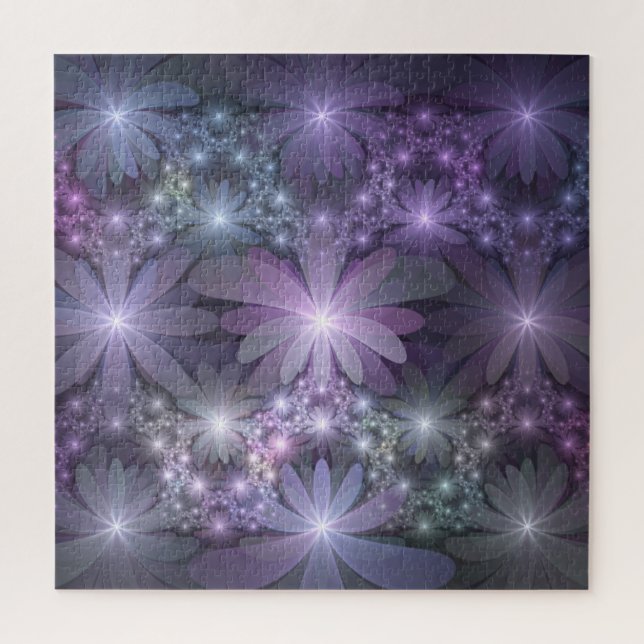 Bed of Flowers Trendy Shiny Abstract Fractal Art Jigsaw Puzzle (Vertical)