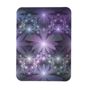 Bed of Flowers Trendy Shiny Abstract Fractal Art Magnet