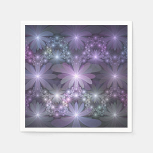 Bed of Flowers Trendy Shiny Abstract Fractal Art Napkin