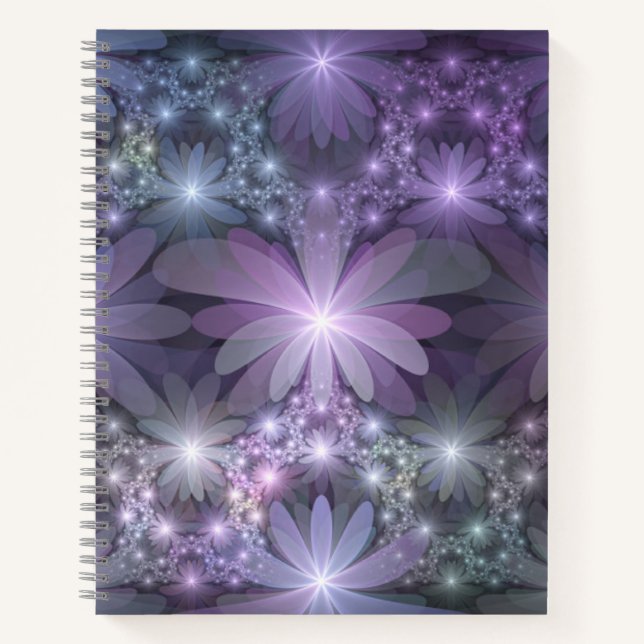 Bed of Flowers Trendy Shiny Abstract Fractal Art Notebook (Front)