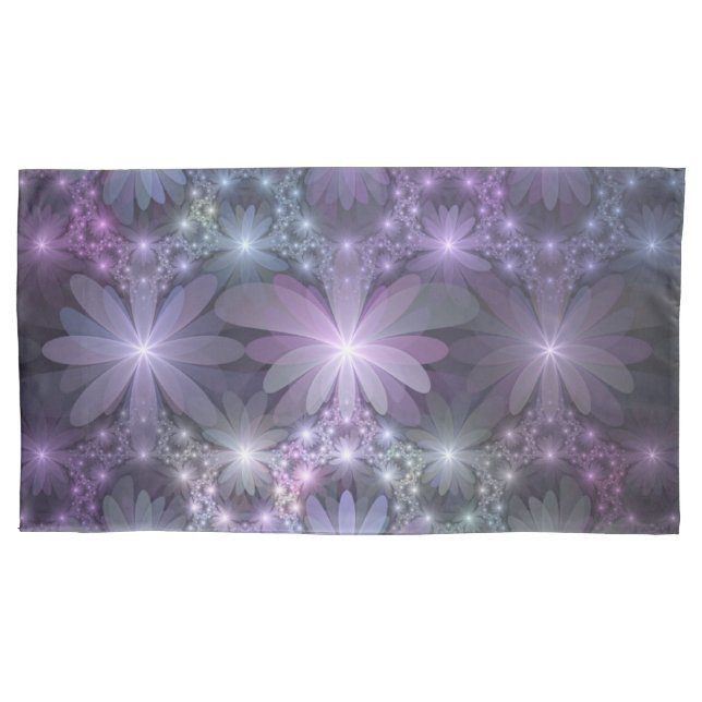 Bed of Flowers Trendy Shiny Abstract Fractal Art Pillowcase (Front)
