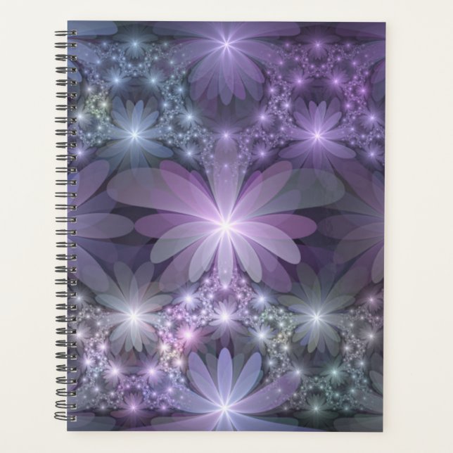 Bed of Flowers Trendy Shiny Abstract Fractal Art Planner (Front)