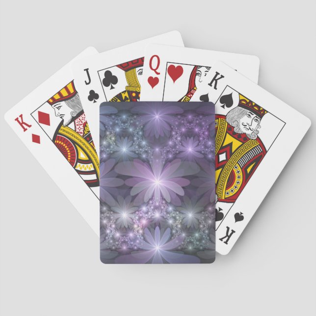 Bed of Flowers Trendy Shiny Abstract Fractal Art Playing Cards (Back)