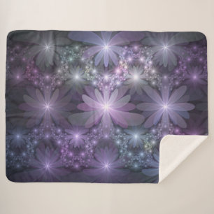 Bed of Flowers Trendy Shiny Abstract Fractal Art Sherpa Blanket