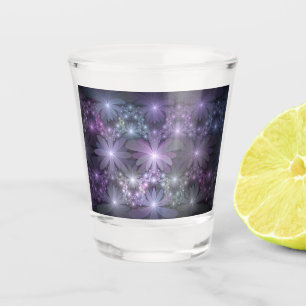Bed of Flowers Trendy Shiny Abstract Fractal Art Shot Glass