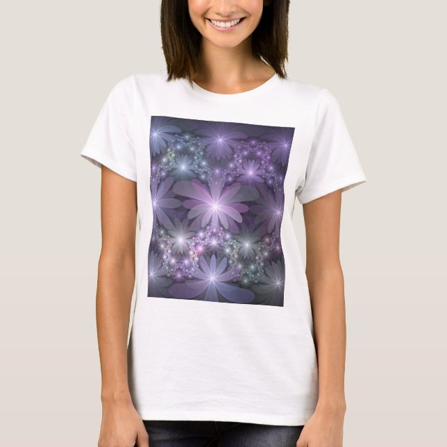 Bed of Flowers Trendy Shiny Abstract Fractal Art T-Shirt (Front)