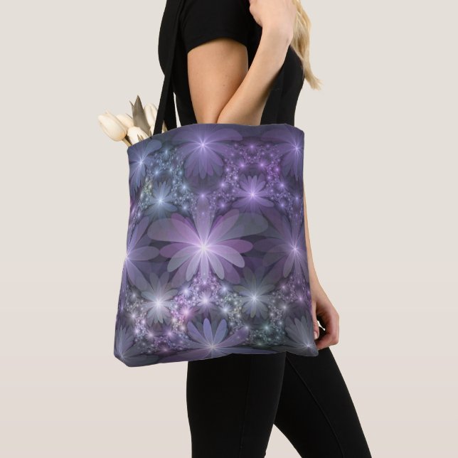 Bed of Flowers Trendy Shiny Abstract Fractal Art Tote Bag (Close Up)